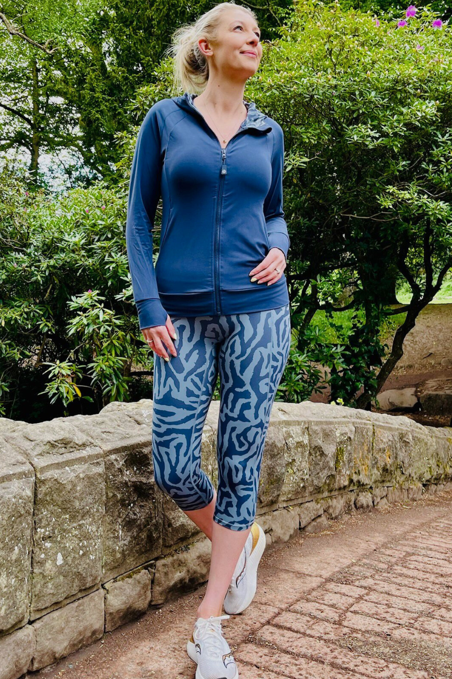 Soul Soft Capri Leggings - Navy and Slate Print