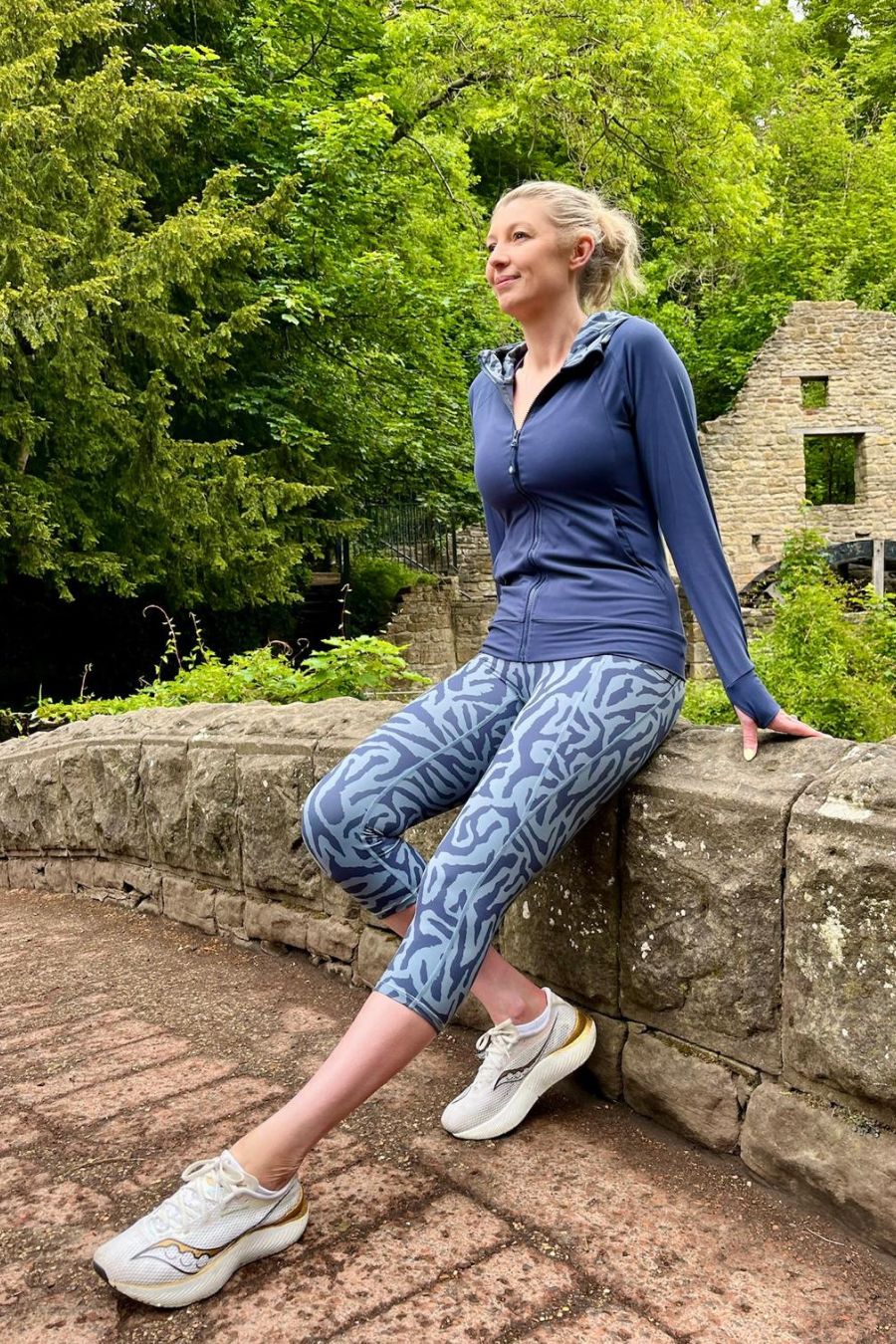 Soul Soft Capri Leggings - Navy and Slate Print